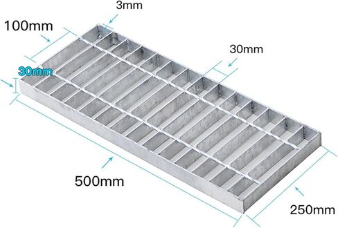 Heavy Duty Galvanized Steel Drain Grates - Durable Rainwater Strainers for Garage, Channel & Trench Drainage - Perfect for Parks, Roads, Lawns & Yards (500x250x30mm) in Saudi Arabia