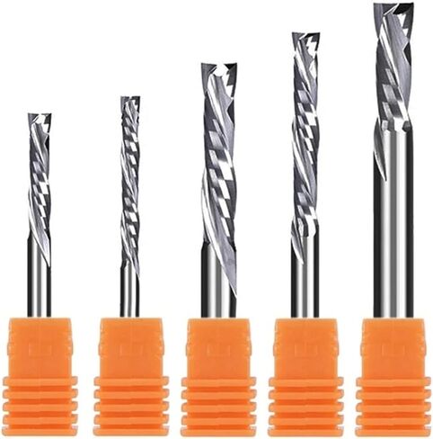 20 قطعة من رؤوس التوجيه الحلزونية المضغوطة 3.175/4/5/6/8 مم عرقوب لأعلى وأسفل قطع اثنين من المزامير مطحنة نهاية كربيد حلزونية للنحت والنقش (6 × 42 × 70 لتر) in Kuwait