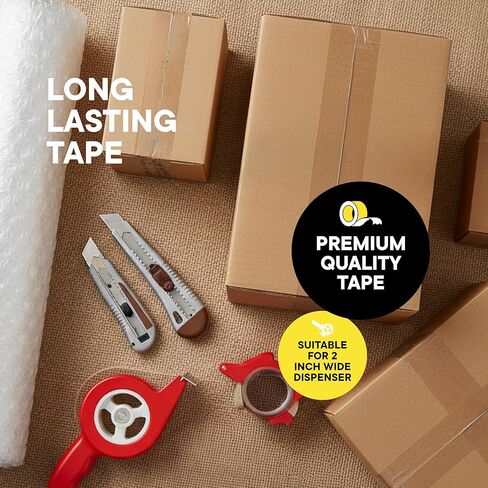 Clear Packing Tape, 1.88 Inches x 54.6 Yards, Heavy Duty Tape with 3'' Core, Pack of 12 in Kuwait