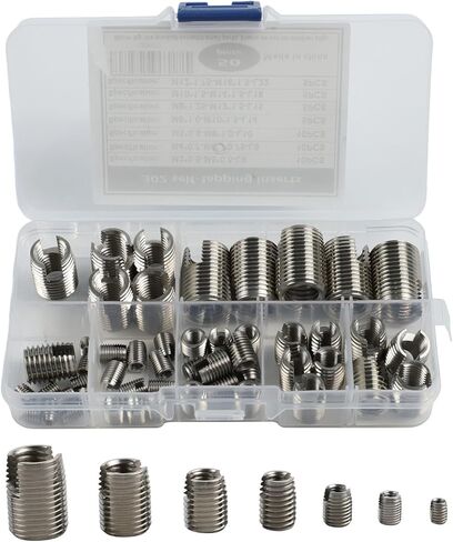 لإدراج خيط التنصت الذاتي من الفولاذ المقاوم للصدأ لـ -، 50 عبوة، إصلاح وتعزيز الخيوط في المواد الناعمة، فضي in Kuwait