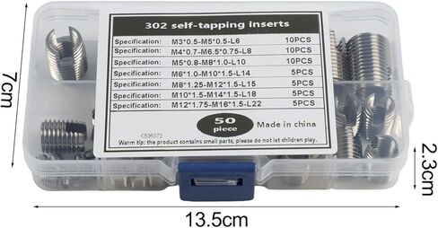 لإدراج خيط التنصت الذاتي من الفولاذ المقاوم للصدأ لـ -، 50 عبوة، إصلاح وتعزيز الخيوط في المواد الناعمة، فضي in Kuwait