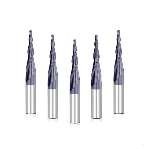 CNC Carving 2 Flutes Tapered Angle Ball End Mill 6.35mm Shank Carbide Endmills Milling Tool R0.25-R1.0 CNC Machine Milling Cutter(R0.25x20x6.35x50) in Saudi Arabia