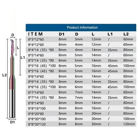 1 قطعة 8 مللي متر عرقوب كربيد التنغستن نهاية قاطعة الطاحونة واحدة الناي نهاية مطحنة دوامة ارتفع قاطعة المطحنة لقطع نافذة الباب الألومنيوم in Kuwait