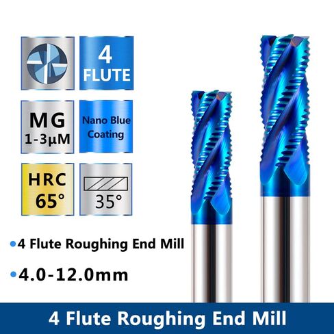 1pcs 4 Flutes Carbide CNC Square Nose End Mill Roughing End Mill Spiral CNC Router Bit Metal Milling Tool in Saudi Arabia