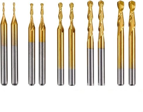 10 قطعة الكرة الأنف نهاية مطحنة CNC راوتر بت 3.175 مللي متر عرقوب CNC دوامة قاطعة المطحنة القصدير المغلفة الكرة الأنف راوتر بت النجارة القاطع in Kuwait