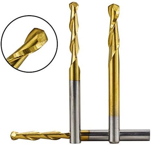 10 قطعة الكرة الأنف نهاية مطحنة CNC راوتر بت 3.175 مللي متر عرقوب CNC دوامة قاطعة المطحنة القصدير المغلفة الكرة الأنف راوتر بت النجارة القاطع in Kuwait