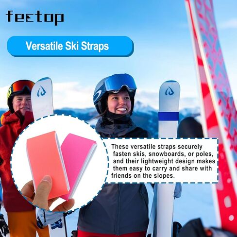 12 قطعة من أشرطة التزلج، أشرطة حمل قابلة للتعديل للتزلج على الجليد مع وسادات حماية من مادة إي في إيه لحمل ألواح التزلج وأعمدة إكسسوارات الرياضات الشتوية (6 ألوان) in Kuwait