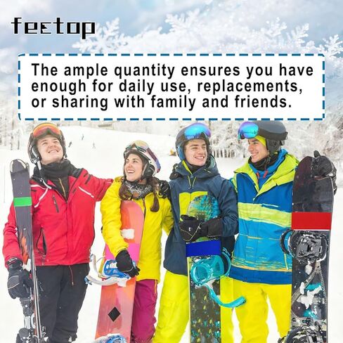 12 قطعة من أشرطة التزلج، أشرطة حمل قابلة للتعديل للتزلج على الجليد مع وسادات حماية من مادة إي في إيه لحمل ألواح التزلج وأعمدة إكسسوارات الرياضات الشتوية (6 ألوان) in Kuwait