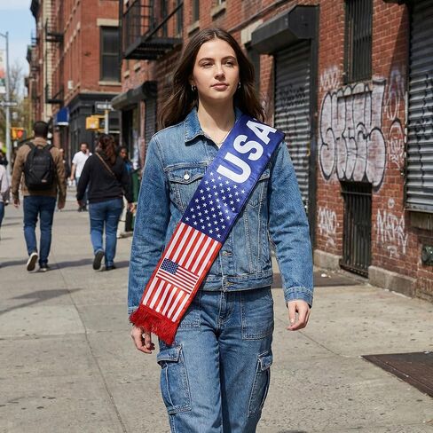 America Flag Scarf USA Soccer Fans Scarf America Soccer Supporter Accessory USA Fan Gear for World Soccer Cup 2026 Fans Souvenir in Saudi Arabia