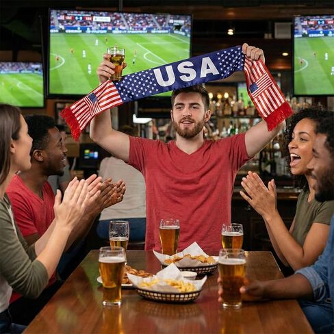 America Flag Scarf USA Soccer Fans Scarf America Soccer Supporter Accessory USA Fan Gear for World Soccer Cup 2026 Fans Souvenir in Saudi Arabia