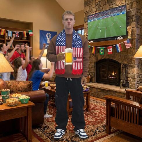 America Flag Scarf USA Soccer Fans Scarf America Soccer Supporter Accessory USA Fan Gear for World Soccer Cup 2026 Fans Souvenir in Saudi Arabia