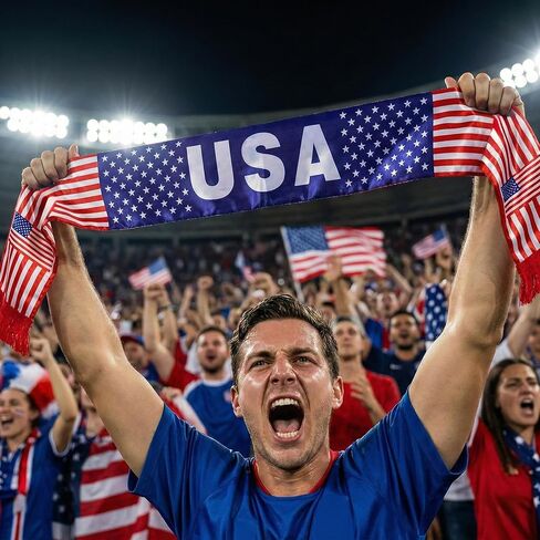 America Flag Scarf USA Soccer Fans Scarf America Soccer Supporter Accessory USA Fan Gear for World Soccer Cup 2026 Fans Souvenir in Saudi Arabia
