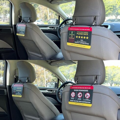 Nebudo متوافق مع Lyft & Uber (عبوتان) نصائح تقييم ملحقات Rideshare - 7 بوصة × 5 بوصة - علامة مسند الرأس الداخلية من الأكريليك - نصيحة قيمني ممنوع التدخين لرحلات 5 نجوم لمشاركة الركوب in Kuwait