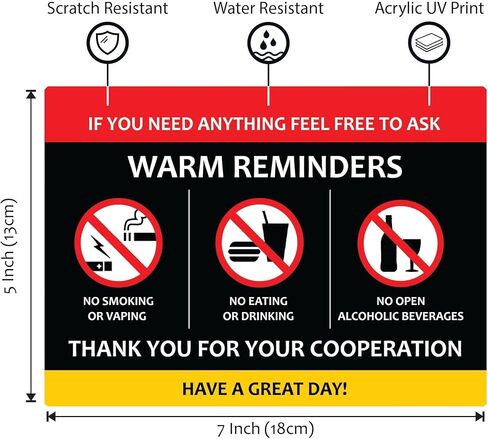 Nebudo متوافق مع Lyft & Uber (عبوتان) نصائح تقييم ملحقات Rideshare - 7 بوصة × 5 بوصة - علامة مسند الرأس الداخلية من الأكريليك - نصيحة قيمني ممنوع التدخين لرحلات 5 نجوم لمشاركة الركوب in Kuwait