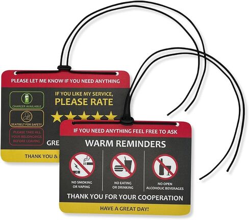 Nebudo متوافق مع Lyft & Uber (عبوتان) نصائح تقييم ملحقات Rideshare - 7 بوصة × 5 بوصة - علامة مسند الرأس الداخلية من الأكريليك - نصيحة قيمني ممنوع التدخين لرحلات 5 نجوم لمشاركة الركوب in Kuwait