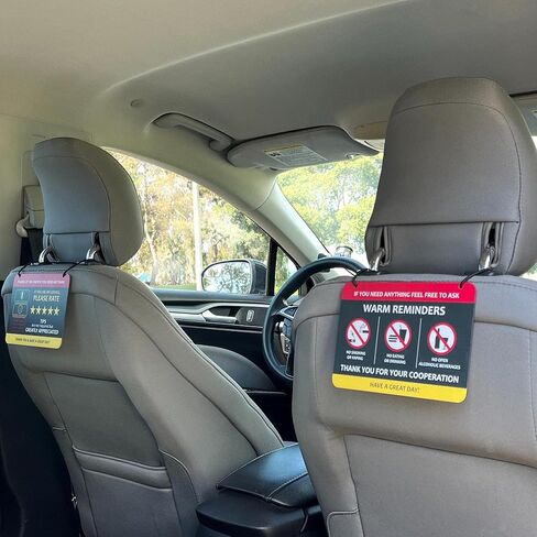 Nebudo متوافق مع Lyft & Uber (عبوتان) نصائح تقييم ملحقات Rideshare - 7 بوصة × 5 بوصة - علامة مسند الرأس الداخلية من الأكريليك - نصيحة قيمني ممنوع التدخين لرحلات 5 نجوم لمشاركة الركوب in Kuwait