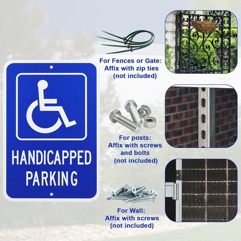 4 قطع لافتة انتظار للمعاقين مقاس 18 بوصة × 12 بوصة 1 مم من الألومنيوم للمعاقين علامات كبيرة لوقوف السيارات للمعاقين للسيارة، أزرق عاكس، مقاومة للطقس، مقاومة للماء in Kuwait