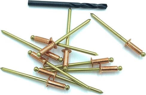 EAGLE 1 Copper Pop Rivet with Brass Mandrel #44 (1/8" Diameter X 1/4" grip) For Roofing, Siding, Automotive, Crafts & More! (3 FREE Drill Bits, 100 Quantity) in Kuwait