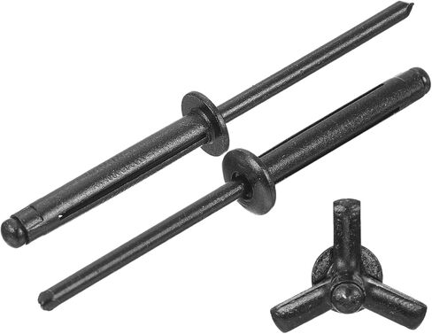 uxcell 60 قطعة 5/32 بوصة × 1 بوصة من الألومنيوم برأس مستدير ثلاثي القبضة، مسامير ثلاثية القبضة متنوعة على شكل لمبة DIY، الصفائح المعدنية، إصلاح السيارات، الأثاث، القوارب البحرية (أسود) in Kuwait