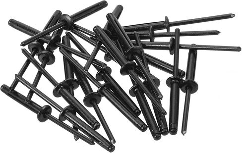 uxcell 60 قطعة 5/32 بوصة × 1 بوصة من الألومنيوم برأس مستدير ثلاثي القبضة، مسامير ثلاثية القبضة متنوعة على شكل لمبة DIY، الصفائح المعدنية، إصلاح السيارات، الأثاث، القوارب البحرية (أسود) in Kuwait