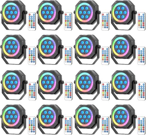 أضواء المسرح مصابيح صغيرة تعمل بالبطارية RGB، مصابيح LED قابلة لإعادة الشحن يمكن أن تضيء مع هالة، مصابيح لاسلكية تلقائية تعمل بالصوت للأحداث الداخلية والخارجية وحفلات الزفاف وإضاءة المسرح (4 عبوات) in Kuwait