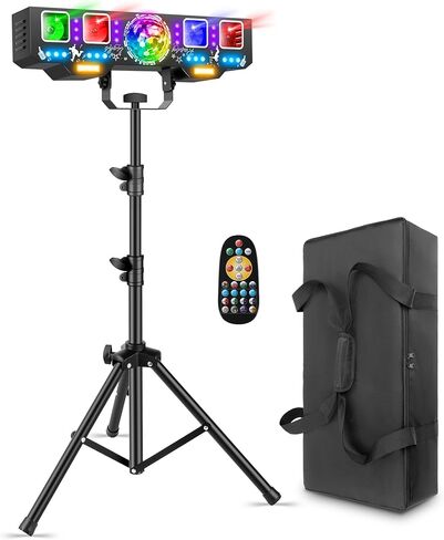 Telbum DJ Lights with Stand, 7 in 1 DJ Light for Party, DMX & Sound Activated Laser Light Show, Disco Ball & UV Strobe Effect Stage Lights Package for Gig Bar Band Events Wedding Christmas in Kuwait