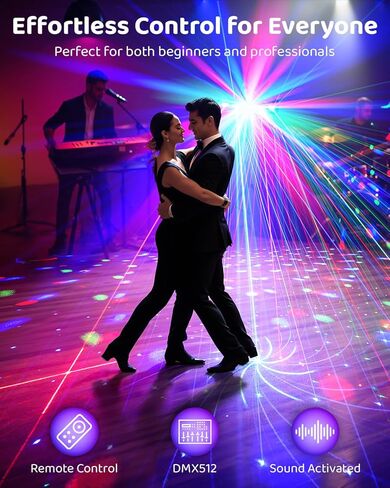 Telbum DJ Lights with Stand, 7 in 1 DJ Light for Party, DMX & Sound Activated Laser Light Show, Disco Ball & UV Strobe Effect Stage Lights Package for Gig Bar Band Events Wedding Christmas in Kuwait