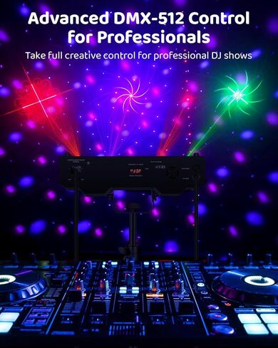 Telbum DJ Lights with Stand, 7 in 1 DJ Light for Party, DMX & Sound Activated Laser Light Show, Disco Ball & UV Strobe Effect Stage Lights Package for Gig Bar Band Events Wedding Christmas in Kuwait