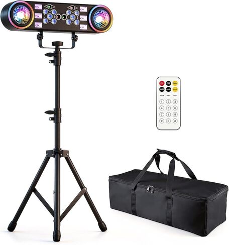 أضواء دي جي مع حامل، 7 في 1 أضواء حفلات دي جي ديسكو تعمل بالصوت وجهاز تحكم عن بعد DMX مع كرة دوارة، ستروب، الأشعة فوق البنفسجية، تأثير ملون لفرقة KTV لحفلات الزفاف مع حقيبة حمل in Kuwait