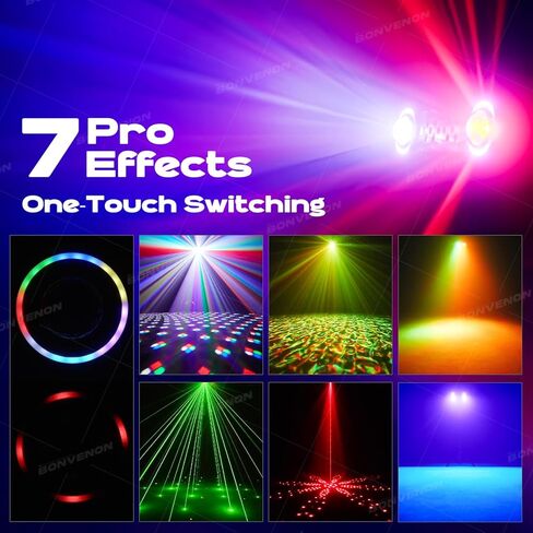 أضواء دي جي مع حامل، 7 في 1 أضواء حفلات دي جي ديسكو تعمل بالصوت وجهاز تحكم عن بعد DMX مع كرة دوارة، ستروب، الأشعة فوق البنفسجية، تأثير ملون لفرقة KTV لحفلات الزفاف مع حقيبة حمل in Kuwait