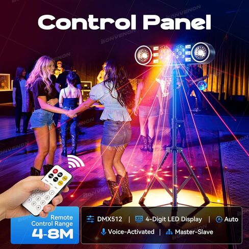 أضواء دي جي مع حامل، 7 في 1 أضواء حفلات دي جي ديسكو تعمل بالصوت وجهاز تحكم عن بعد DMX مع كرة دوارة، ستروب، الأشعة فوق البنفسجية، تأثير ملون لفرقة KTV لحفلات الزفاف مع حقيبة حمل in Kuwait