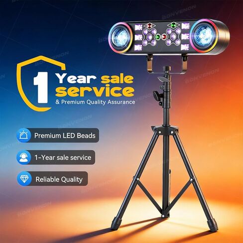 أضواء دي جي مع حامل، 7 في 1 أضواء حفلات دي جي ديسكو تعمل بالصوت وجهاز تحكم عن بعد DMX مع كرة دوارة، ستروب، الأشعة فوق البنفسجية، تأثير ملون لفرقة KTV لحفلات الزفاف مع حقيبة حمل in Kuwait