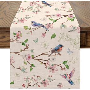 مفرش طاولة زنبركي مقاس 33.02 × 182.88 سم، ديكور ربيعي على شكل طائر زهور للطاولة، والحفلات، والمنزل - ديكورات زهور المزرعة in Kuwait