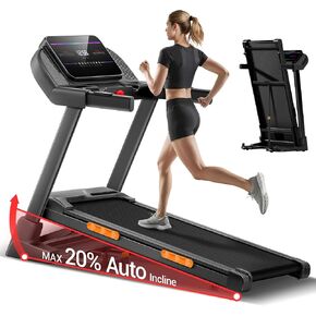 UMAY Fitness 2%-20% Auto Incline Foldable Treadmill, 4.0HP,400lb Capacity Handle Running Treadmills for Home 8.0MPH Max Speed Running Machine with Pulse Sensors in Kuwait