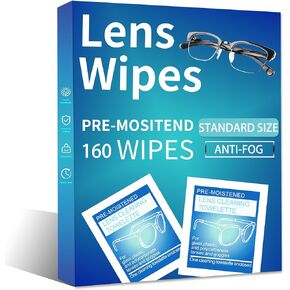 Anti-Fog Lens Wipes - 160 Count Individually Wrapped | Pre-Moistened Defogger Towelettes for Glasses, Goggles, Face Shields & Helmets | Streak-Free Formula in Kuwait