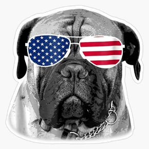 HOF Trading Patriotic Bullmastiff Dog Merica - 4Th of July Vinyl Sticker Waterproof Decal Laptop Wall Window Bumper Sticker 5" in Saudi Arabia