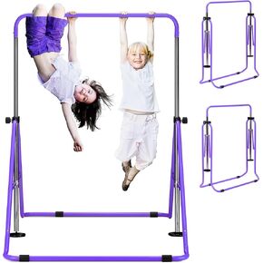outdoor basic 2-Pack Gymnastics Bar for Kids Adjustable Height Horizontal Bar with Foldable Design Home Training Equipment for Ages 3-15 Years Old in Kuwait