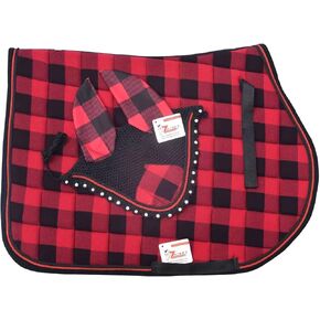 وسادة سرج إنجليزية منقوشة لجميع الأغراض من بوفالو مع غطاء محرك السيارة المطابق - مجموعة وسائد سرج القفز المصنوعة يدويًا in Kuwait