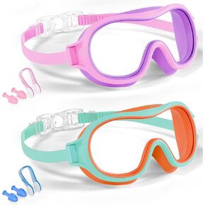 Aegend 2 Pack Swim goggles for Kids 3-15, Anti-Fog Anti-UV Wide Vision Waterproof, No leak Swimming goggles for Boys Girls in Kuwait