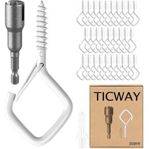 30 قطعة من الخطافات الخارجية لسلسلة الأضواء، وخطافات لولبية لتعليق النباتات، وخطافات السقف مع مشبك أمان، وشماعة مربعة لأجراس الرياح، ومغذية الطيور، والفوانيس، وزينة عيد الميلاد (أبيض) in Kuwait