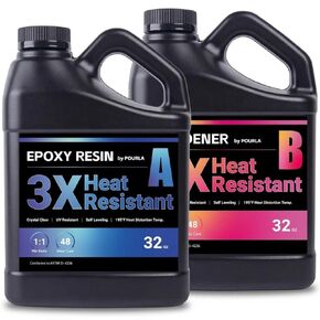 Ultra Heat Resistant Epoxy Resin 64OZ, 1:1 AB Mixing Resin Kit 195℉ High Heat Tolerance Epoxy Kit for Surface Coating, DIY Coasters, Trays, and Crafts in Saudi Arabia