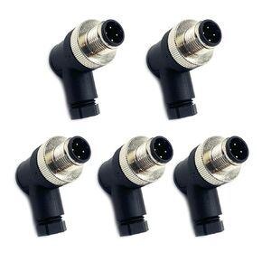 5 قطع M12 4 دبوس موصل ذكر، IP67 مقاوم للماء رمز D موصل دائري صناعي مجال تجميع محول قابل للسلك غير محمي مستشعر نوع الزاوية اليمنى لكابل PG7 250 فولت 4 أمبير in Kuwait