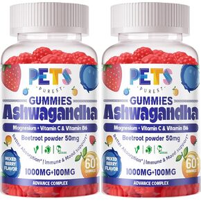 Ashwagandha Gummies & Vitamin D3 Gummies 60 Count - Organic Aswangdha Supplement for Improve Sleep, Stress Relief & Mood Calm(Mixed Berry, Vegan, Plant Based,Gluten-Free & Gelatin Free)-1pack in Kuwait