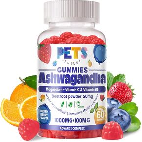 Ashwagandha Gummies & Vitamin D3 Gummies 60 Count - Organic Aswangdha Supplement for Improve Sleep, Stress Relief & Mood Calm(Mixed Berry, Vegan, Plant Based,Gluten-Free & Gelatin Free)-1pack in Saudi Arabia