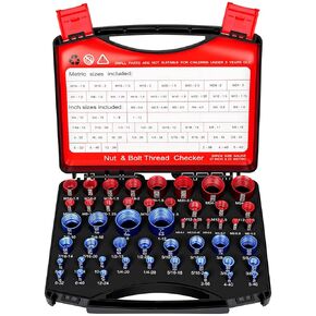 مجموعة فحص الخيوط 50 قطعة، SAE ومقياس صواميل ومسمار متري مع حقيبة، 27 مقياس إمبراطوري و23 متري لحجم المسمار للمناطق الضيقة والصعبة in Kuwait