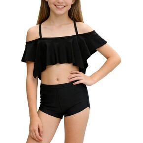 الفتيات ثوب السباحة العصرية 2 قطعة الأشرطة قابل للتعديل لطيف المايوه تكدرت أعلى و بيكيني القاع ملابس السباحة حجم 2-11 in Kuwait