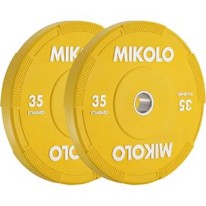 مجموعة أطباق ميكولو الأولمبية الممتصة للصدمات، 100% ألواح وزن مطاطية عالية الكثافة ومنخفضة الارتداد مع حشوات فولاذية، ألواح أثقال هادئة مرمزة بالألوان من IWF للرفع الميت والقرفصاء وتدريبات القوة في صالة الألعاب الرياضية المنزلية (الأوزان: 45 * 2-230 رطل) in Kuwait