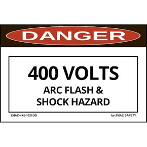 Voltage Rating, 400V Label Sticker Decal, #1021, Industrial Electrical Safety Labels (OSHA Danger, 4"x6", Pack of 10) in Saudi Arabia