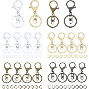 20sets Golden Lobster Claw Clasps Hook with Flat Split Keychain Ring with Double Ended Swivel Hook and 50Pcs Open Jump Ring for DIY Craft Jewelry Making in Kuwait