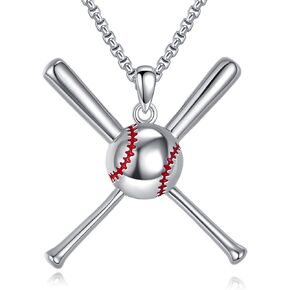 قلادة البيسبول 925 الفضة الاسترليني البيسبول قلادة معلقة هدايا مجوهرات رياضية للنساء in Kuwait